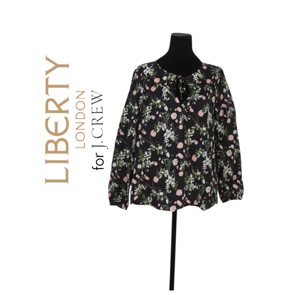 J. Crew Black Floral Blouse - Liberty of London fabric!